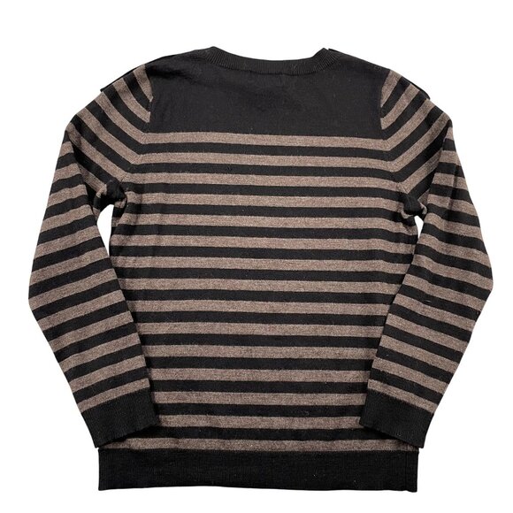 Fenn Wright Manson Sweater Womens Large 100% Merino Wool Striped Brown - Picture 2 of 6